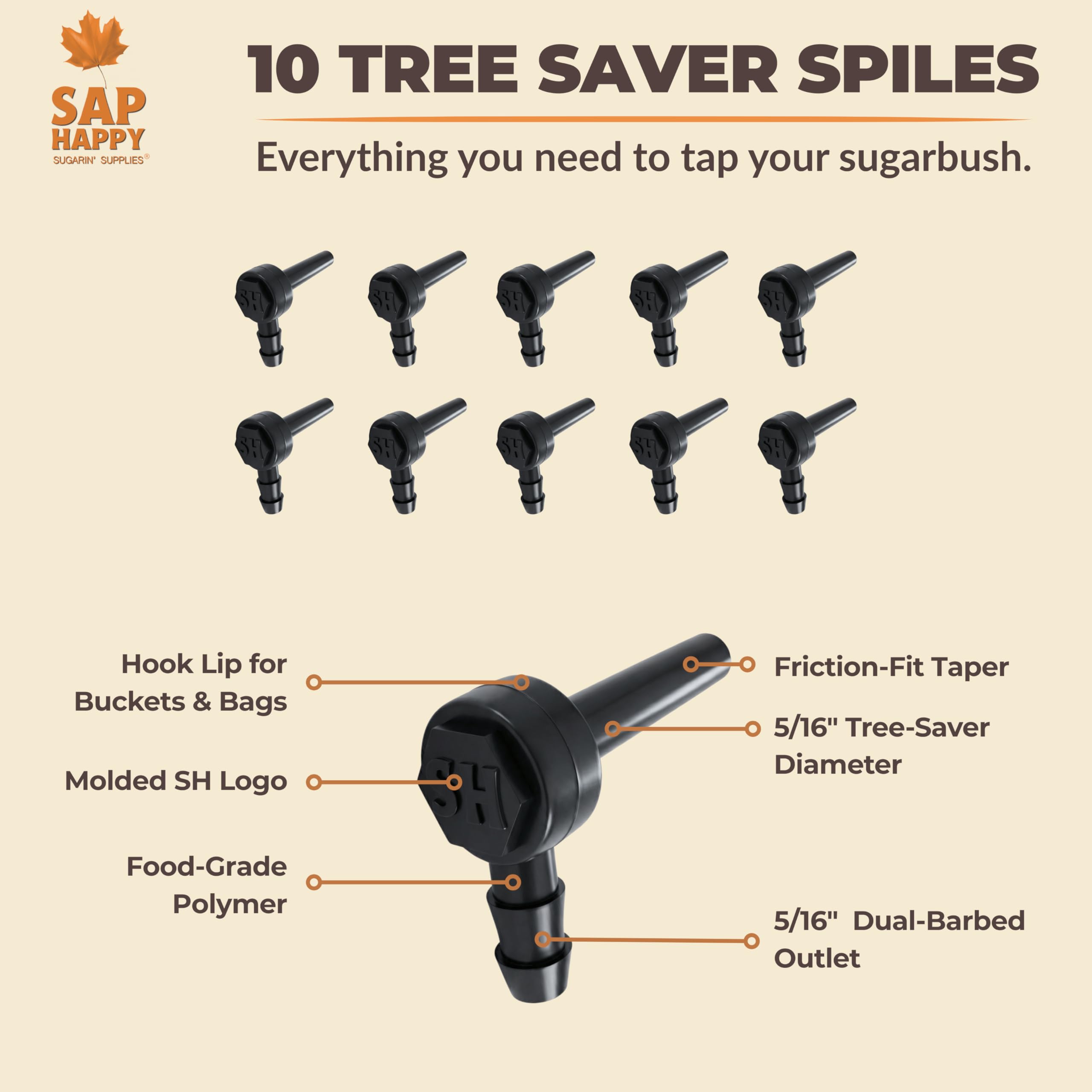 Maple Sap Spiles, 5/16 Zoll Ecolo Wasserhähne für Ahornbäume, Ahornsirup Spile (10)