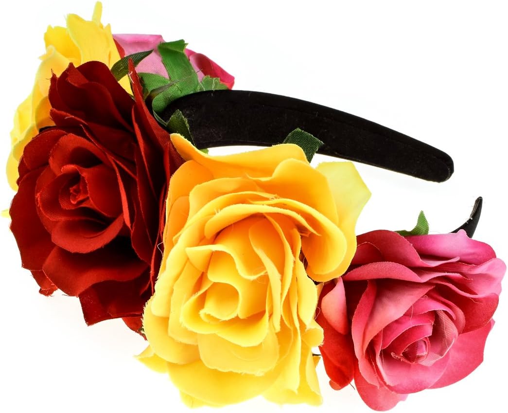 Costume Mexican Flower Crown Day of Dead Headpiece Hawaiian BOHO Floral Headband Dia de Los Muertos Party Favor