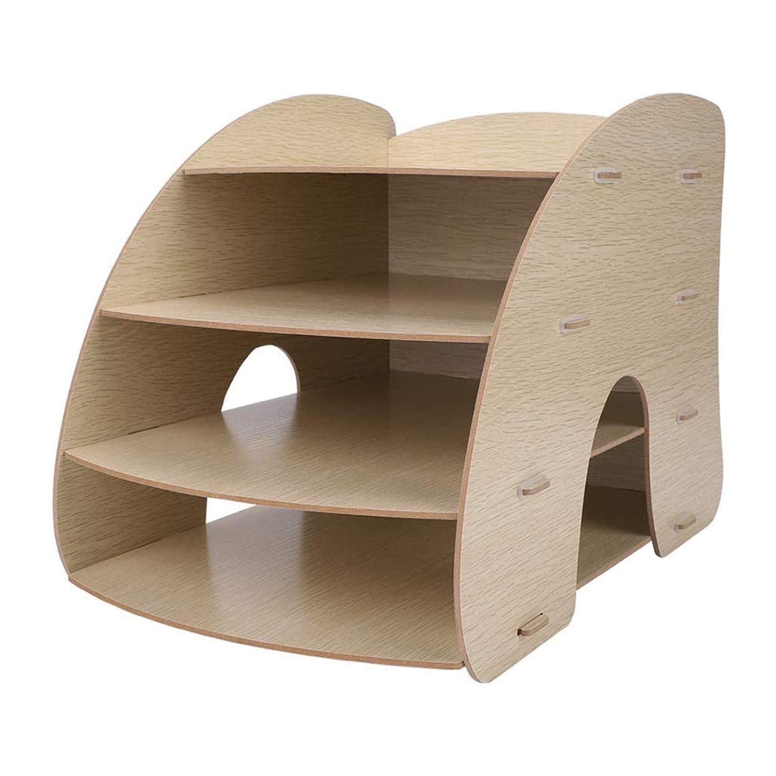 File Rack Organizzatore di vassoi for lettere in carta ， Organizzatore di file da scrivania in legno Portaoggetti Portadocumenti for ufficio Porta libri (colore quercia) Office File Organizer Shelf