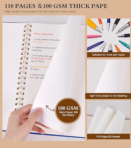 Vista 53 de Cuaderno de papel cuadriculado, cuaderno en espiral de 8.5 x 11 pulgadas, cuadernos de cuadrícula grande A4 para mujeres y hombres, papel gráfico