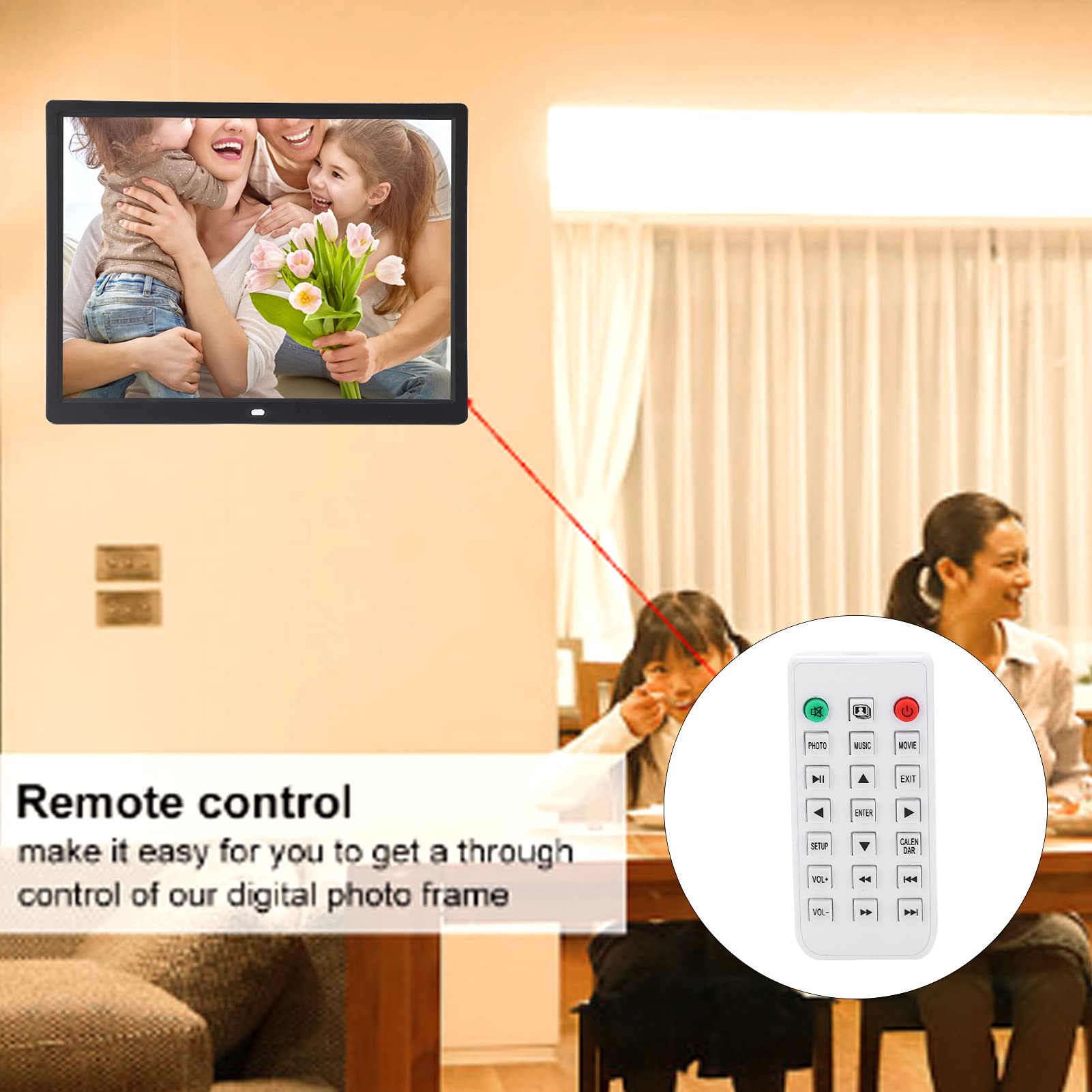 Cadre Photo Numérique 15 Pouces, Résolution 1024 X 768, Frameo WiFi, Prend en Charge MP3/MP4, Rapport D'affichage 4:3, Cadre Intelligent LED pour Partager des Photos pour Maman, (Prise UE)
