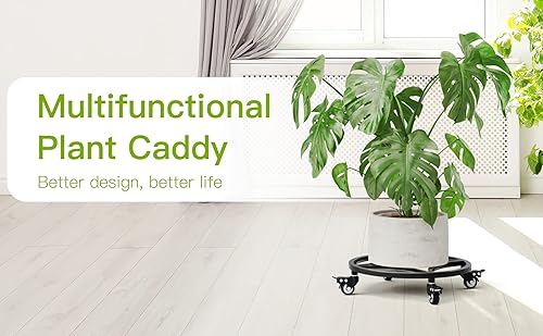 Miniatura 7 de Zhongma Carrito de plantas de 18.1 pulgadas con ruedas, construcción resistente, capacidad de 300 libras, ruedas de carga con frenos