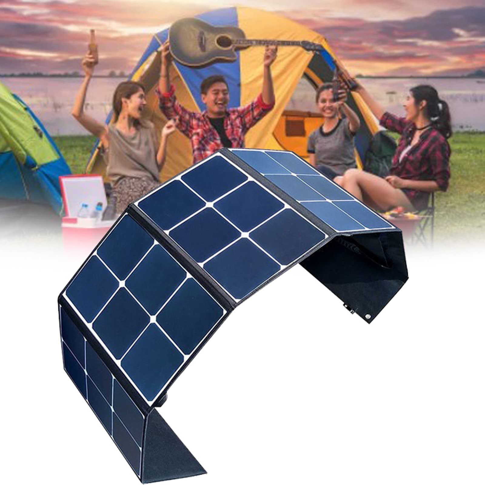 Paneles solares portátiles: cargador solar plegable de 120 W con salidas USB duales para carga de banco de energía, perfecto para acampar al aire libre