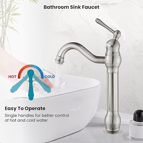 Miniatura 6 de gotonovo Grifo de lavabo giratorio de 360 de una sola manija, grifo de baño giratorio de 360, un agujero, grifo de tocador de lavabo de granja,