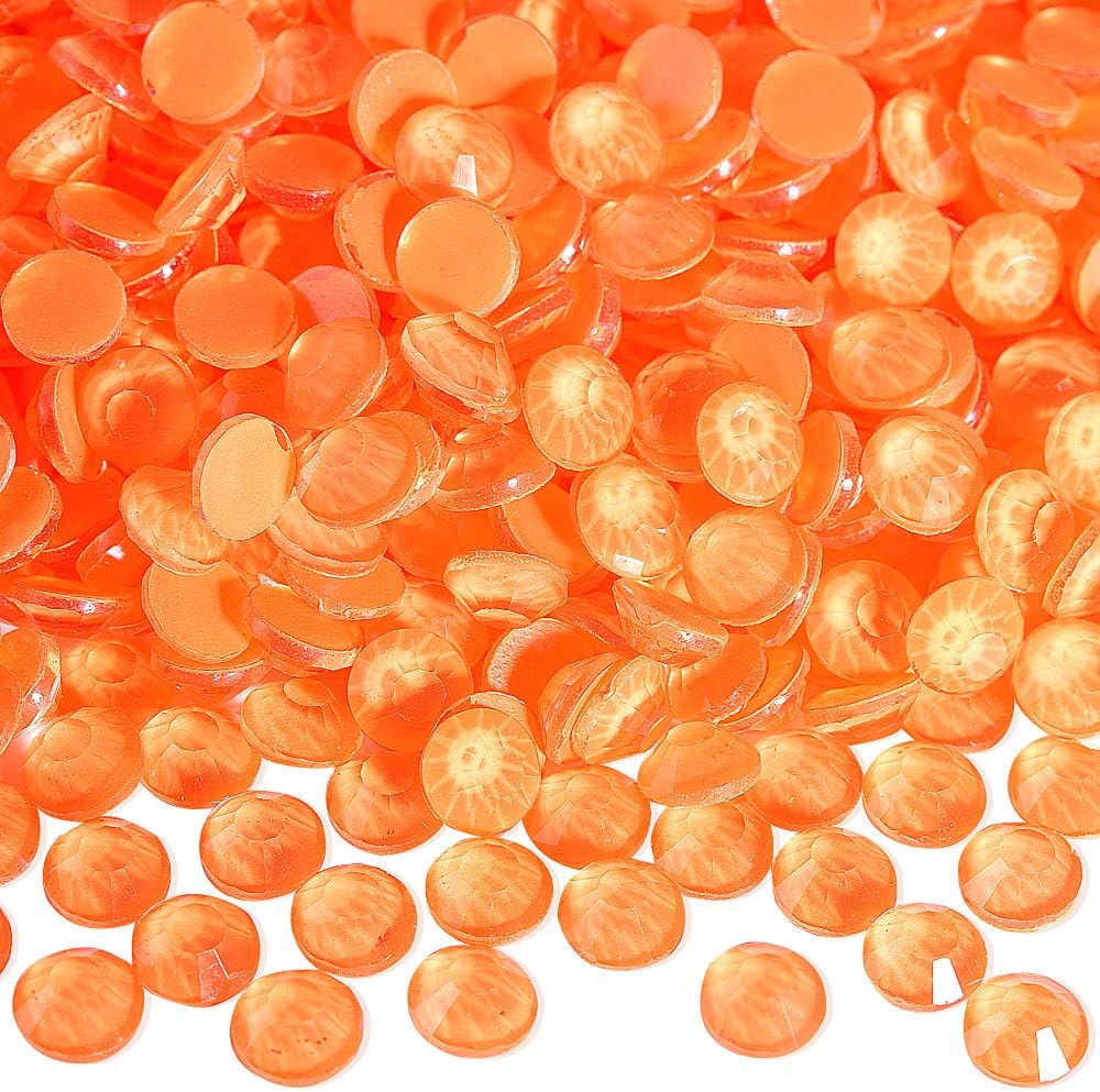 Blinginbox Flatback Rhinestones Round Gems — 1440 Pieces Luminous Series Glass Stones Neon Gems Non Hotfix Crystal Rhinestones for Nail Charms Crafts Clothes Tumblers (New Orange Neon, SS10)