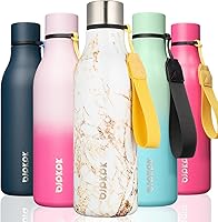 Vista 258 de BJPKPK Botellas de agua aisladas, botella de agua de metal de acero inoxidable de 18 onzas con correa, termo a prueba de fugas sin BPA, tazas