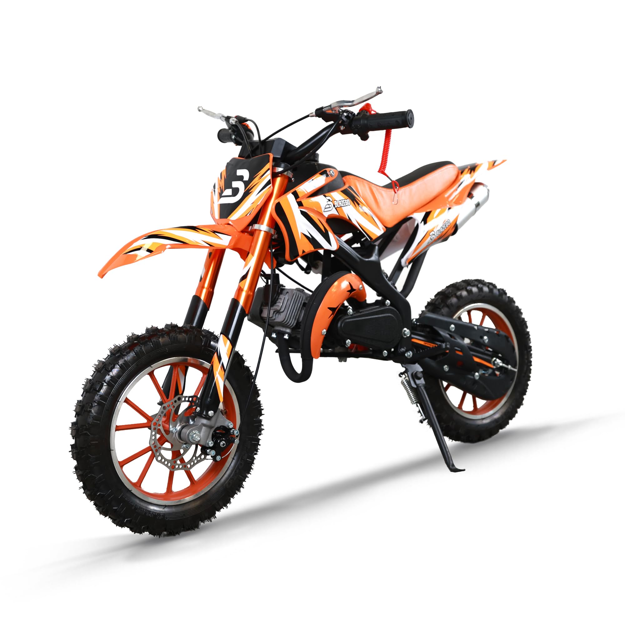 49CC Kids Gas Dirt Bike, 2-Stroke Gas Powered Motorcycle, Dual Disc Brakes, Front & Rear Shock, 10" Off-Road Tires, 28 MPH Top Speed, 132 LBS Max Load, Mini Dirtbike for Kids 8-14, Orange