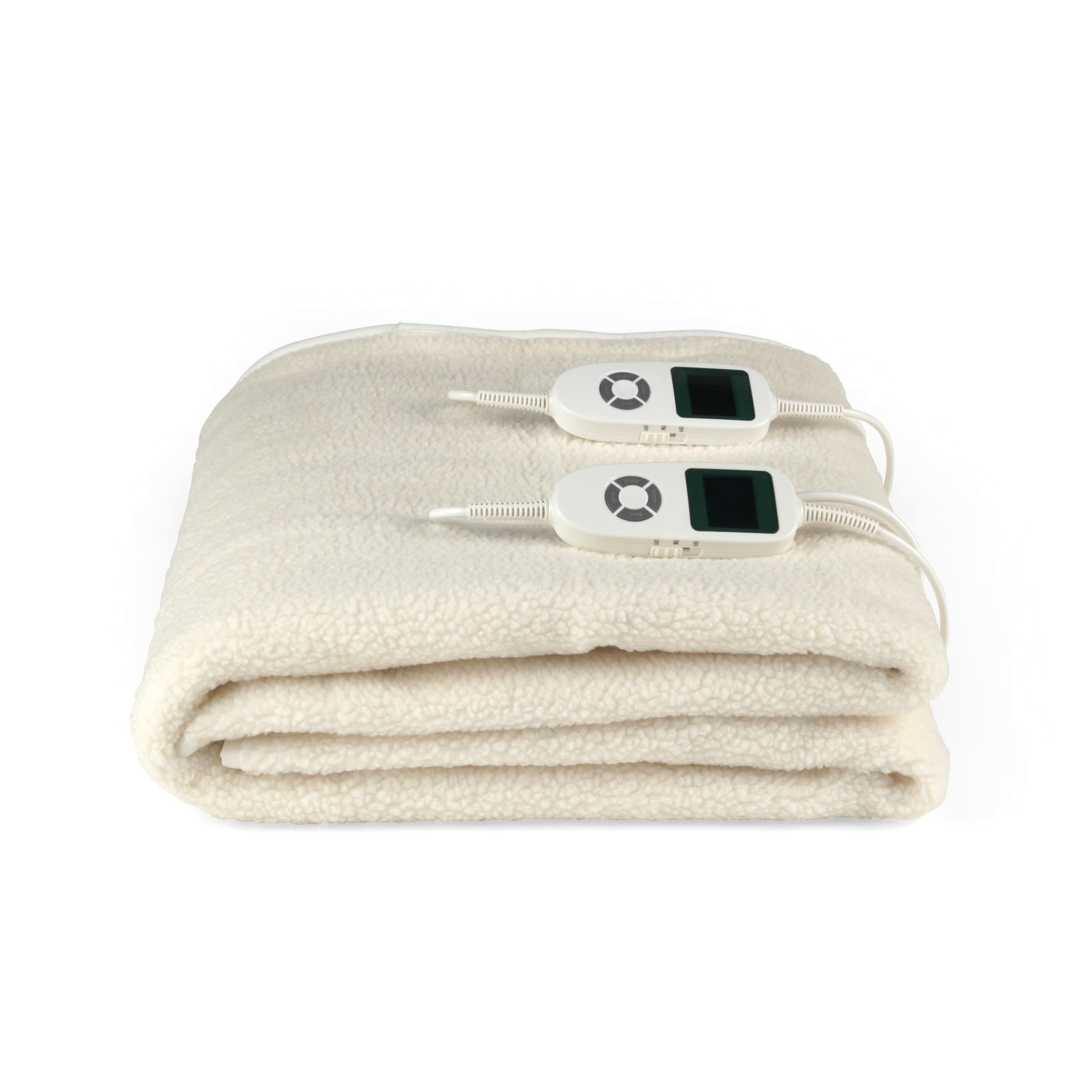 Kleeneze KL3750 Couverture chauffante multizonale pour lit double, 4 zones de chauffage pour le corps et les pieds, 9 réglages de chaleur, polaire douce, lavable en machine, 2 contrôleurs, minuterie