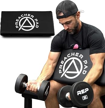 Preacher Pad by ABMAT- Portable Preacher Curl Bench, Barbell & Dumbbell Biceps Triceps Isolator, Seated Arm Isolated Barbell Dumbbell Biceps Station Home Gym