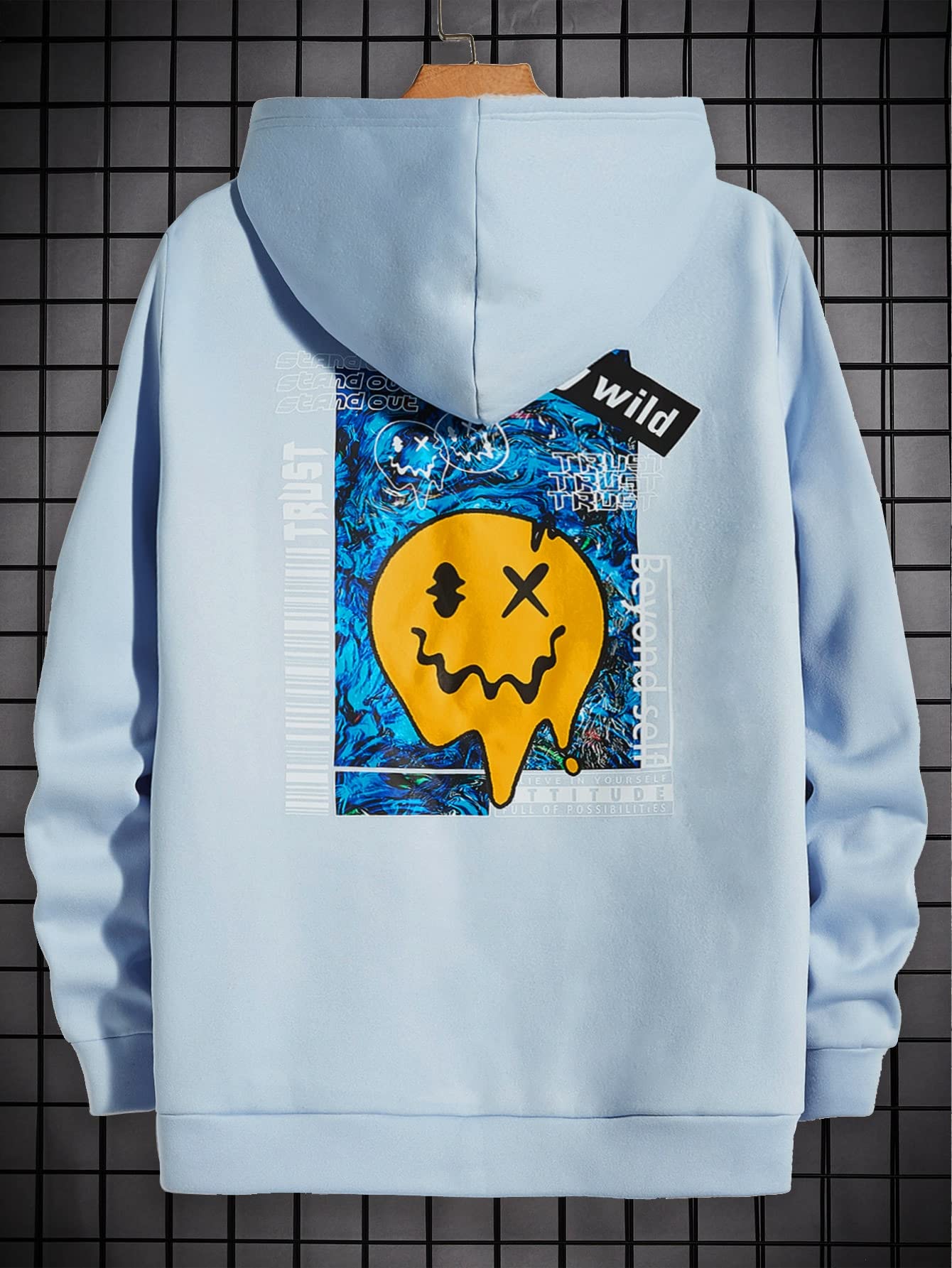 Amazon.com: Men's Hoodie Men Slogan u0026 Expression Print Thermal Hoodie  Fashion Hoodie for Men (Color : Baby Blue, Size : Small) : Clothing, Shoes  u0026 Jewelry