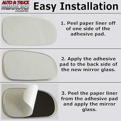 Miniatura 3 de Cristal de espejo + almohadilla adhesiva de tamaño completo para Honda Pilot 2016-2022 de repuesto (2016 2017 2018 2019 2020 2021 2022 16 17 18 19