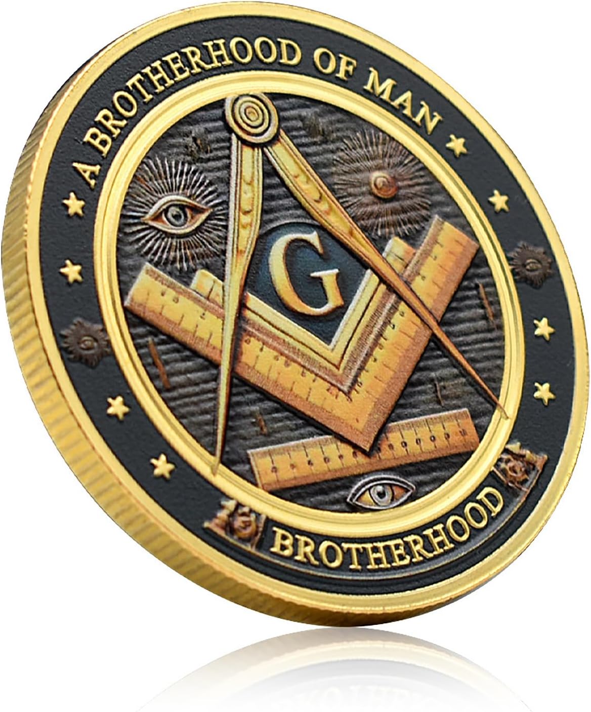 Freemasonry Challenge Coin - Brotherhood of Man, Faith Hope Charity, King Solomon Design, 1.57 Inch Coin for Masonic Gifts and Symbolic Meaning
