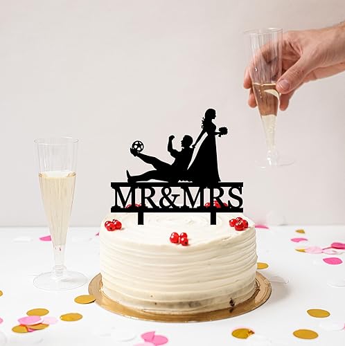 Miniatura 2 de Decoración de pastel de boda de fútbol, decoración de pastel de fútbol, decoración de pastel de boda de jugador de fútbol, novia arrastrando novio