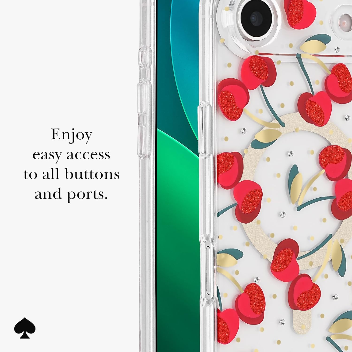kate spade new york iPhone Air Case - Compatible with MagSafe - Designer Phone Case - Cherry Dot Gems