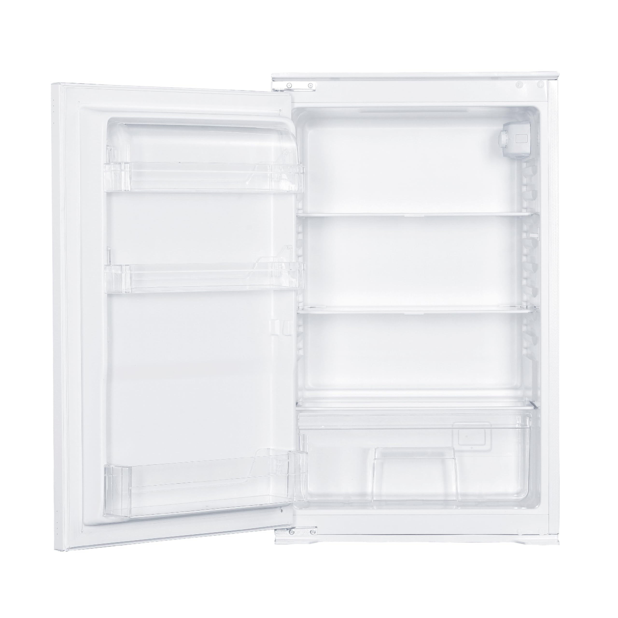SCHOEPF – KSE510A++ Einbau-Kühlschrank 129 L – Leise 39 dB – Automatisches Abtauen – 88 x 54 x 54 cm – Wechselbarer Türanschlag – Vollraum-Kühlschrank mit Glasablagen und Gemüseschublade