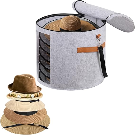 Ohiyoo Hat Box Hat Storage Box with Lid 19'' Hat Storage Boxes for