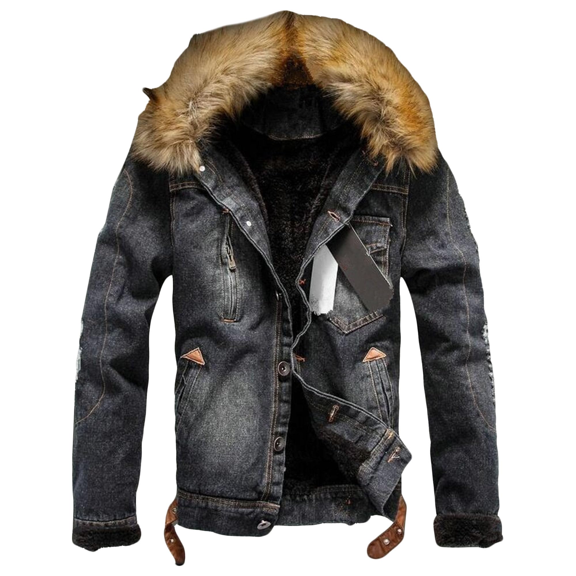 Chaqueta vaquera con forro polar abrigo de invierno para hombre S-6XL 8