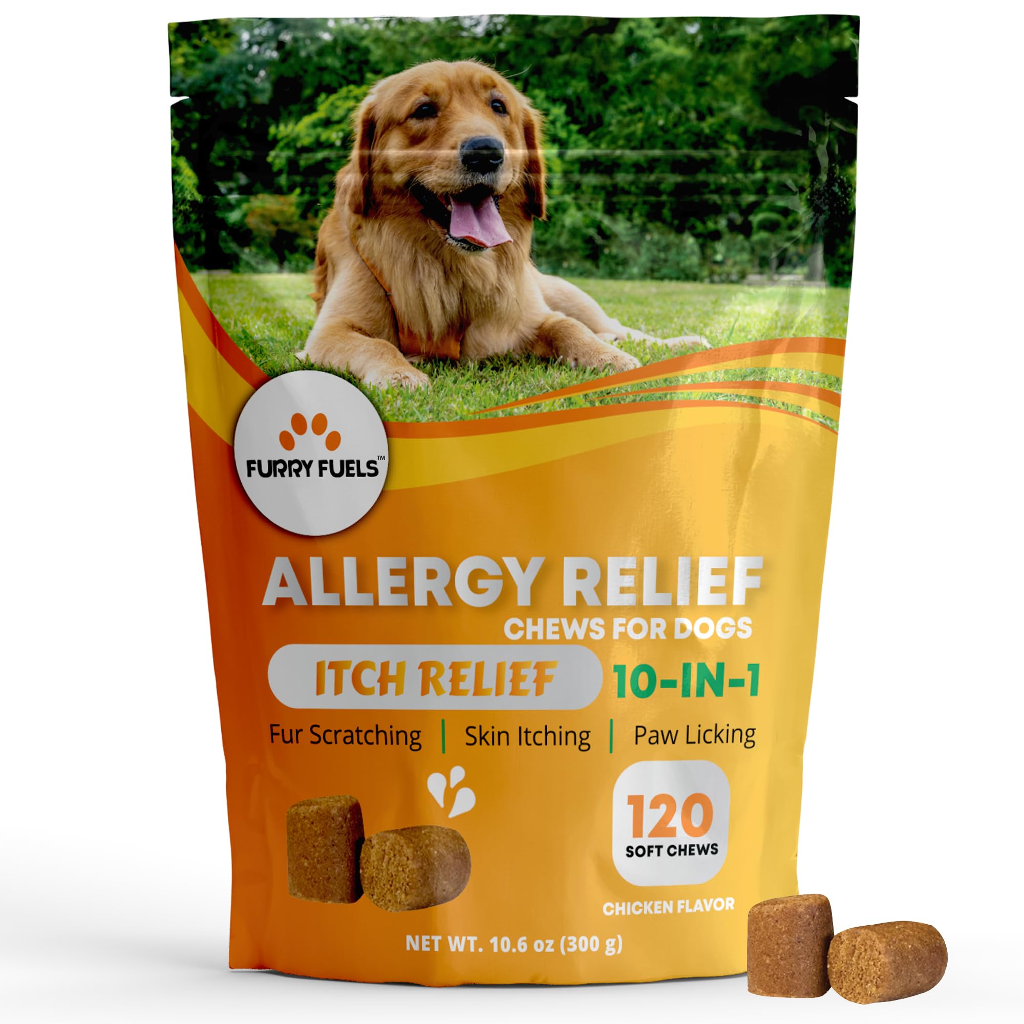 Dog Allergy Relief - 120 Count - Dog Allergy Chews Dog Itching Skin Relief for Seasonal Allergies - 10-in-1 Soft Dog Anti Itch Relief for Dogs