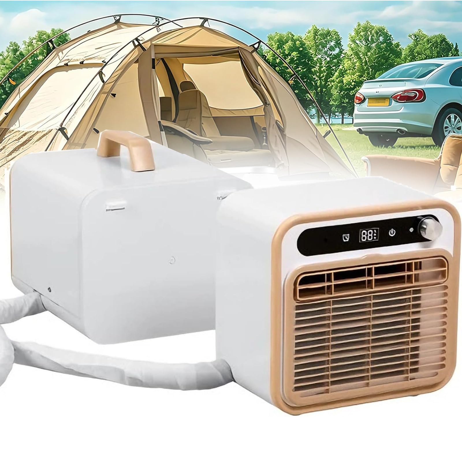 ZenSeFarin Portable Split Air Conditioner,Smart Quiet Cooling Unit With Touch Control & 12h Timer,Remote Control,130m³/h Airflow,Multi-scene Use For Bedroom/office/ruck/Caravan 1mconnectingpipe