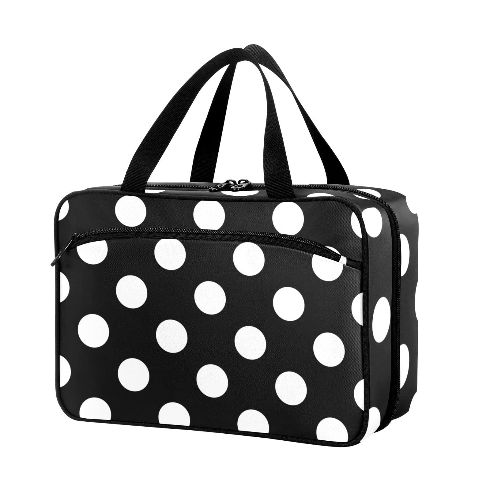 Naanle Pill Organizer Bag Travel Pill Bottle Medicine Organizer Home Storage Medication Bag for Vitamin Supplements, Black and White Polka Dots Empty First Aid Bag for Car Camping, 1.0 Count