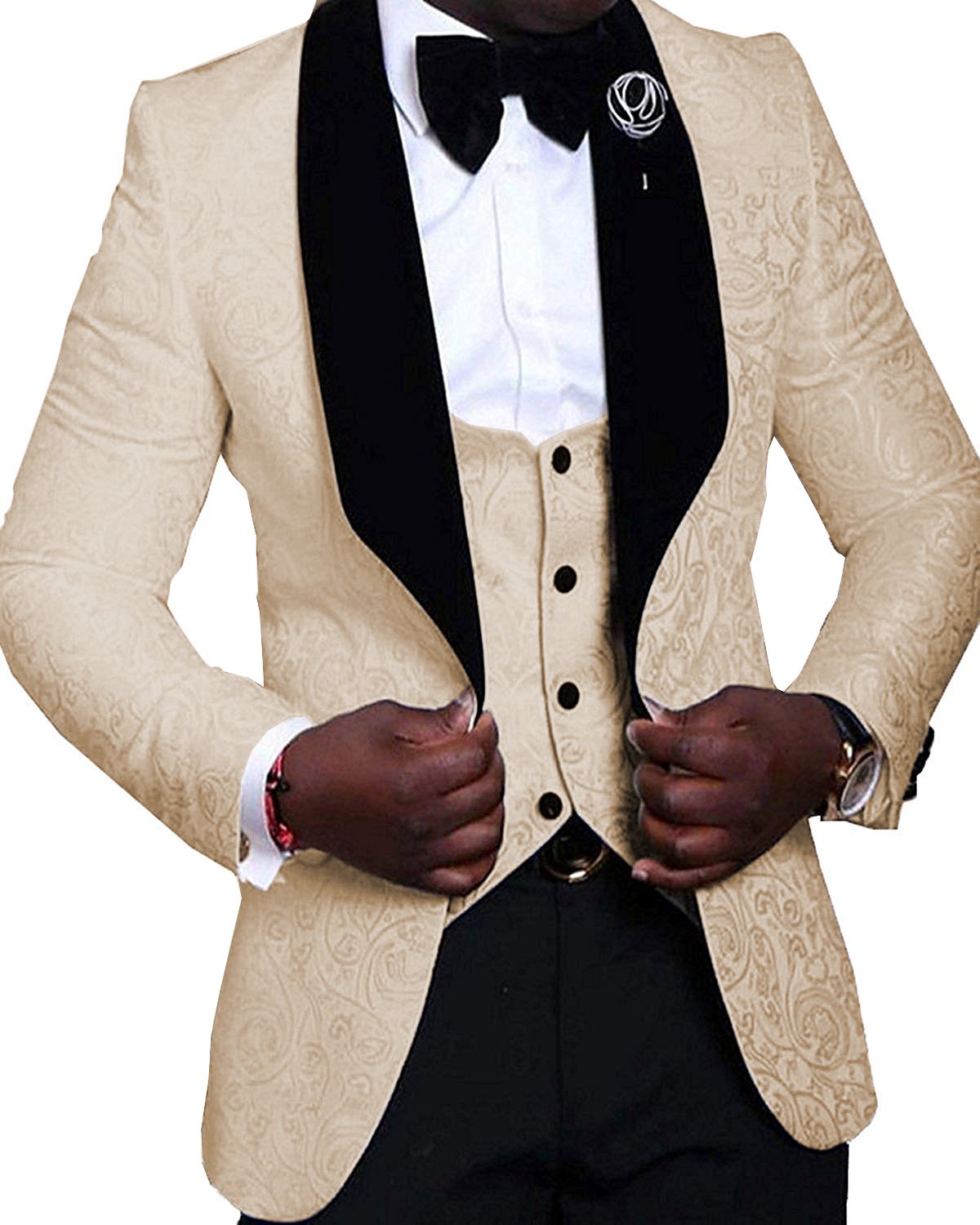 LoveeTooMen's 3-Piece Suit Slim One Button Tuxedo Blazer Jacket Pants Vest Set for Wedding