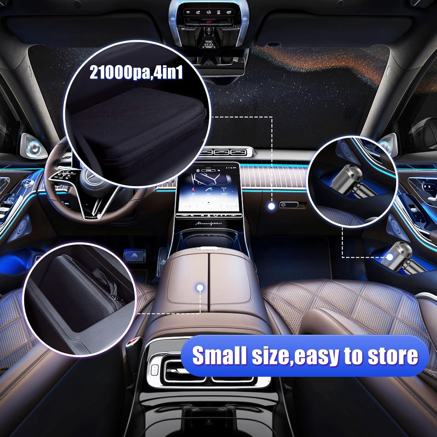 Handstaubsauger Akku, Autostaubsauger Akku 21000PA Handstaubsauger Kabellos,3-Gang 210000 U/min Elektrische Staubgebläse Druckluft für Auto, Küche, Sofa, Büro, Haus& Tierhaar Reinigung