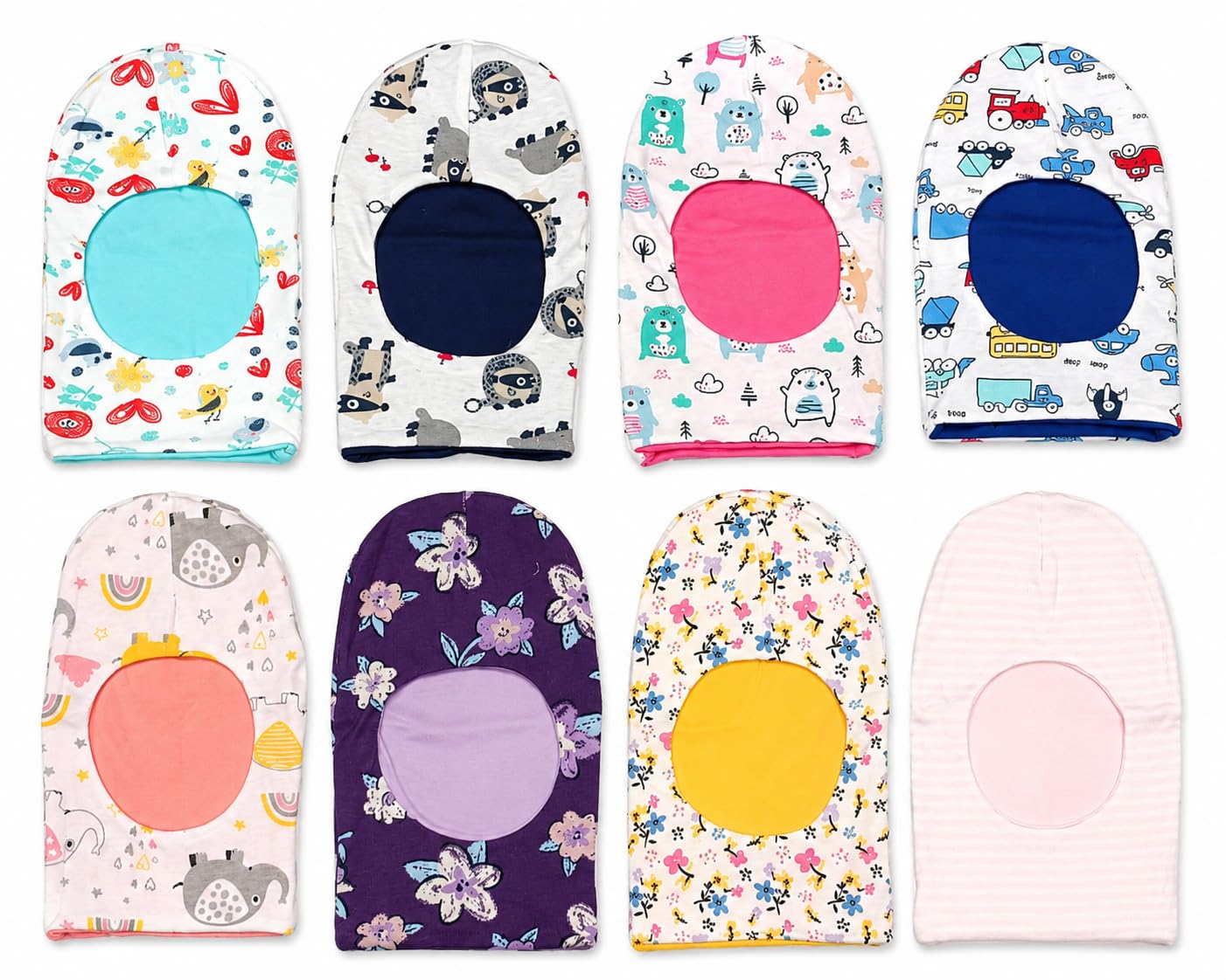 Baby Boys & Girls Cotton Reversible Monkey Cap Multicolor Pack of 3-image-2