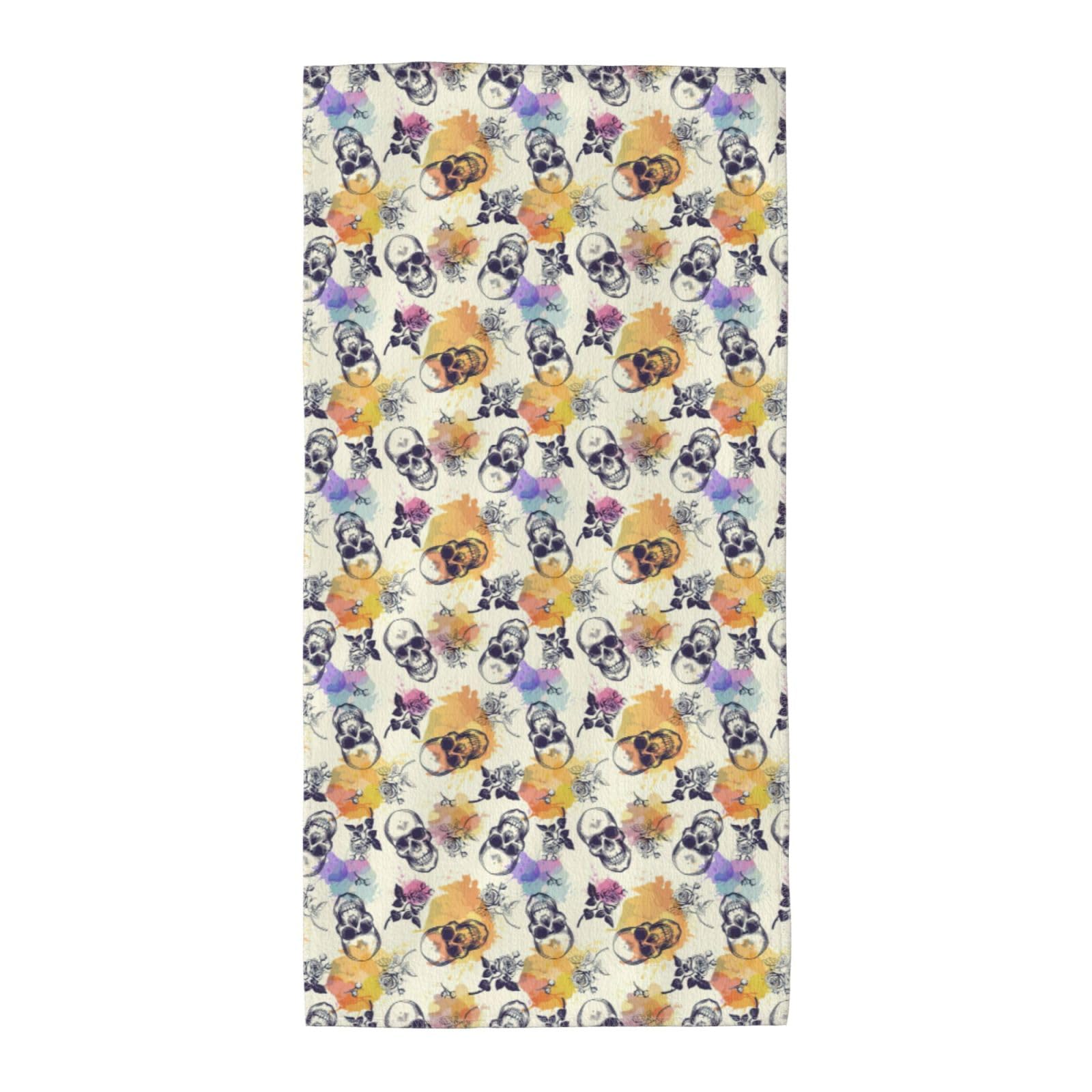 Skull Flower Soft Absorbent Long Towel For Gym Sports Picnic Leisure Use
