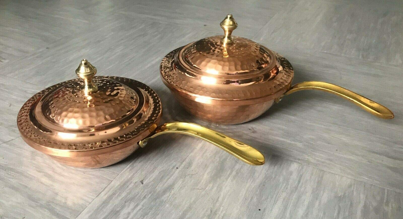 Copper Handi Pan with Handle Balti Restaurant Main Side Rice Dish Indian (Main Dish 6 inch)