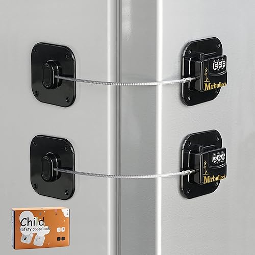 Paquete de 2 cerraduras para refrigerador para niños, cerraduras de seguridad para niños, cerraduras de gabinete de seguridad para niños, armarios,