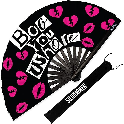 Miniatura 8 de SoJourner Bags Rave Fan – Abanico plegable grande – Abanico de mano Clack para raves, Halloween, Burlesque, atuendos arcoíris para mujeres y