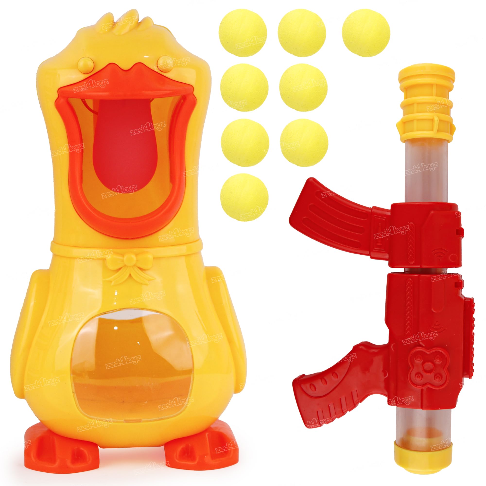 Zest 4 Toyz Hungry Duck Feeding Game Toy Gun Shooting Game Score Record Sound Soft Foam Balls Toy for Kids 3-10 Years Old (Yellow) (B0D5YTP9JN) Amazon Price History, Amazon Price Tracker