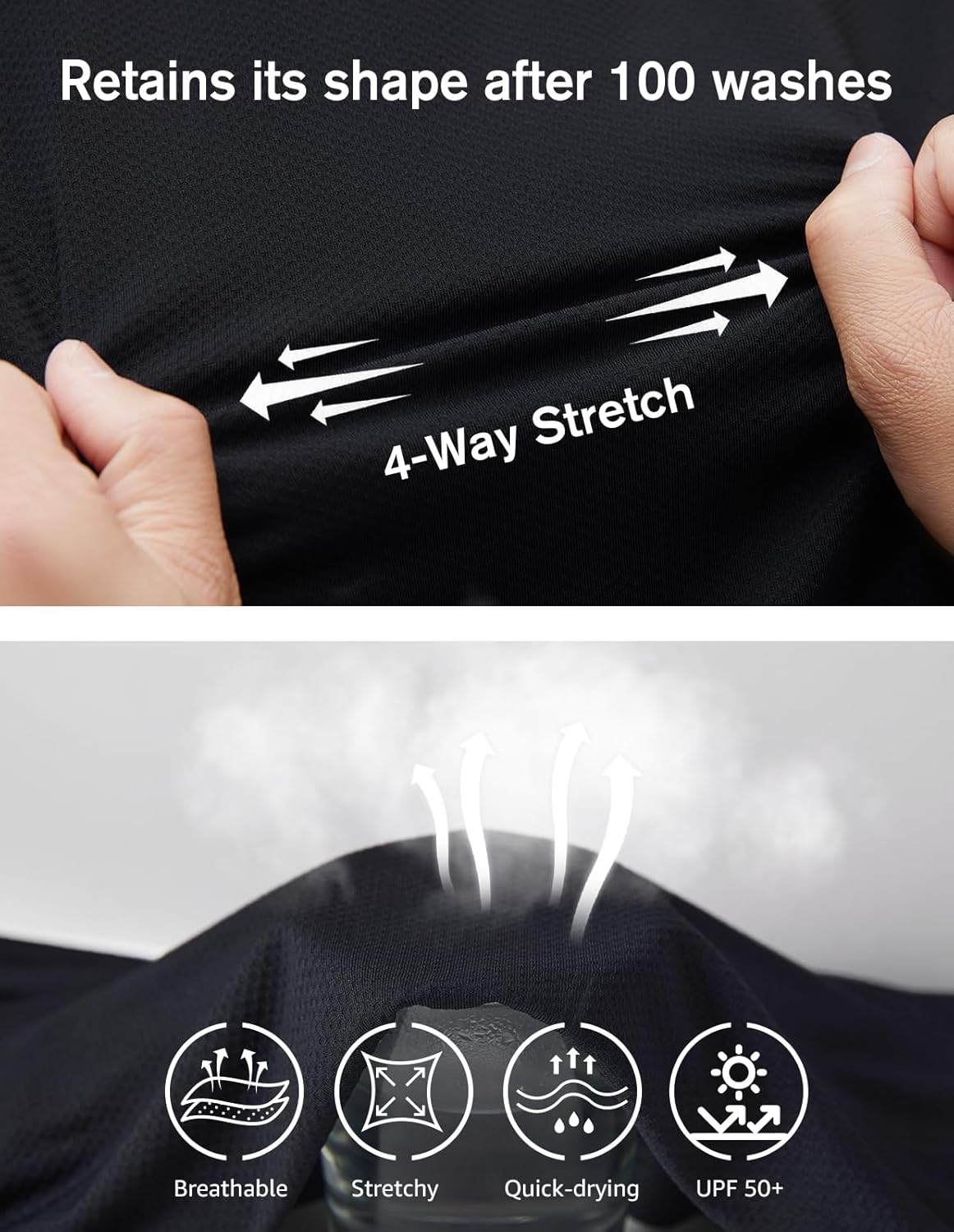 fit space Men's Golf Polo Shirt Stiff Collar Lightweight Quick Dry Solid Shirt Moisture Wicking Short Sleeve - Image 5