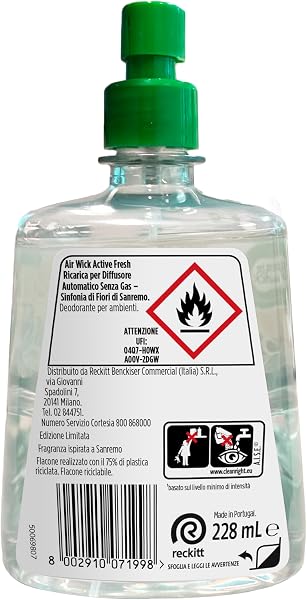 Air Wick Active Fresh Deodorante per Ambienti, Ricarica per Diffusore Spray Automatico senza Gas alla fragranza Sinfonia di Fiori di Sanremo con Oli Essenziali, 228 ml (Confezione da 1) - 3