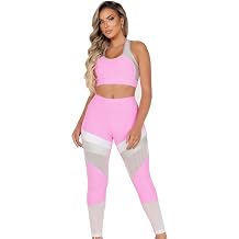Womens Workout Outfit 2 Piece | Ribbed Seamless Texture High Waist Leggings | Sports Bra Yoga & Workout Sets For Women
