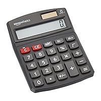 Amazon Basics 8-Digit LCD Desktop Calculator - Portable, Easy-to-Use Black Calculator for Office, Home & School