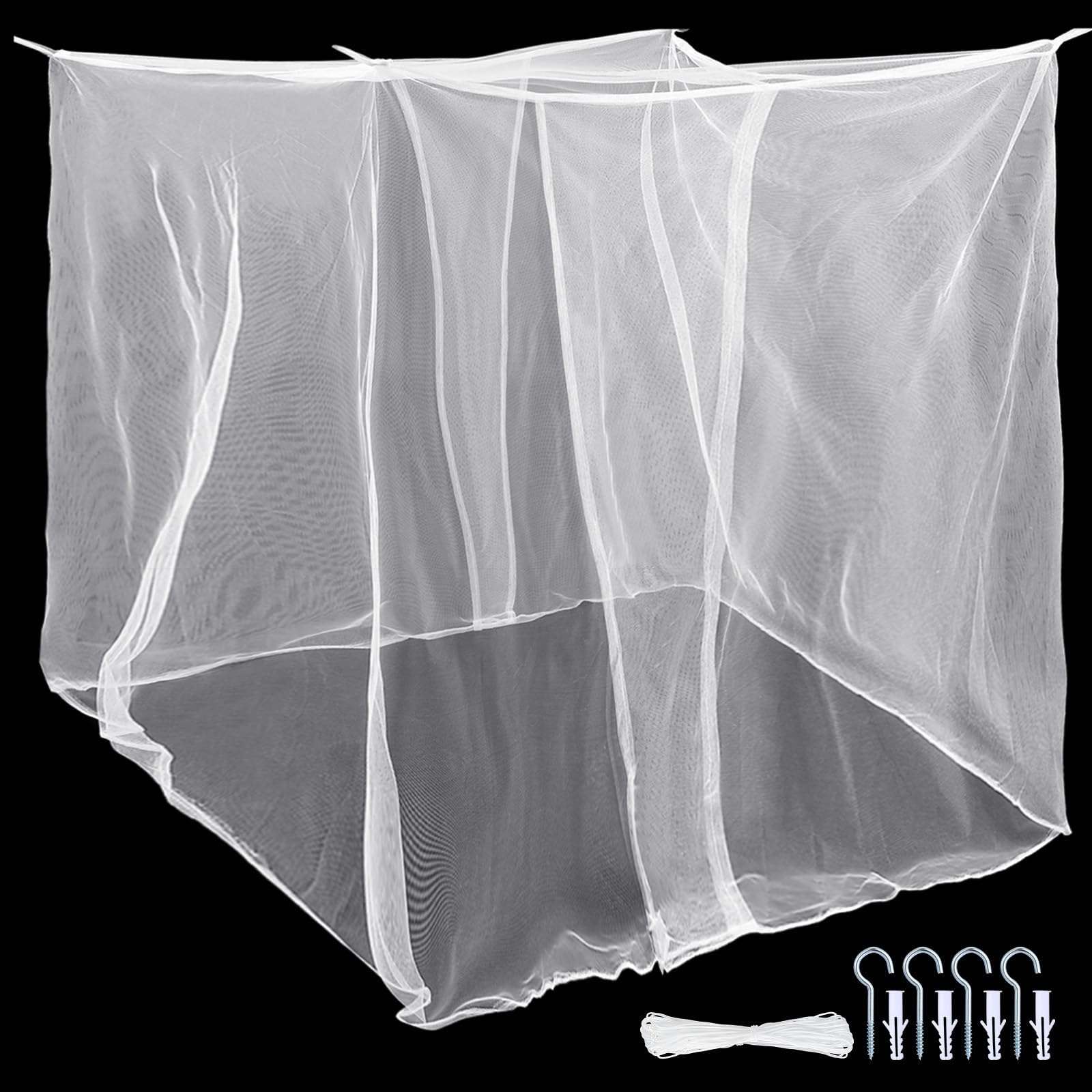 Peryiter 2-Openings Mosquito Net for Full Double Queen King Size Bed, Large Mosquiteros Cameros para Cuba Bed Netting Canopy for Camping Outdoor Travel Home Decor (White,L75 X W59 X H67 Inch)