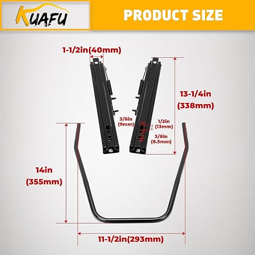 Miniatura 3 de KUAFU Deslizadores universales de asiento compatibles con NRG Sparco y la mayoría de los fondos, rieles de asiento, acero de doble bloqueo de