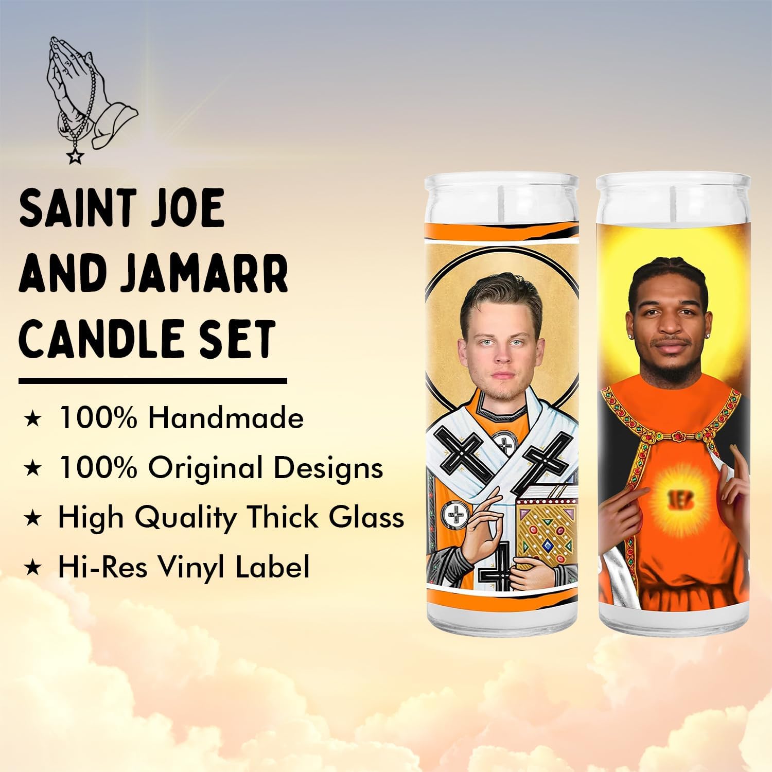 Joe and Ja'marr Celebrity Funny Candle Set – Unscented Soy Wax Votive Football Chase Candle – Unique Gift for Joey B and Ja'marr Fans – Cincinnati OH Cincy Football Home Decor Sports Collectible