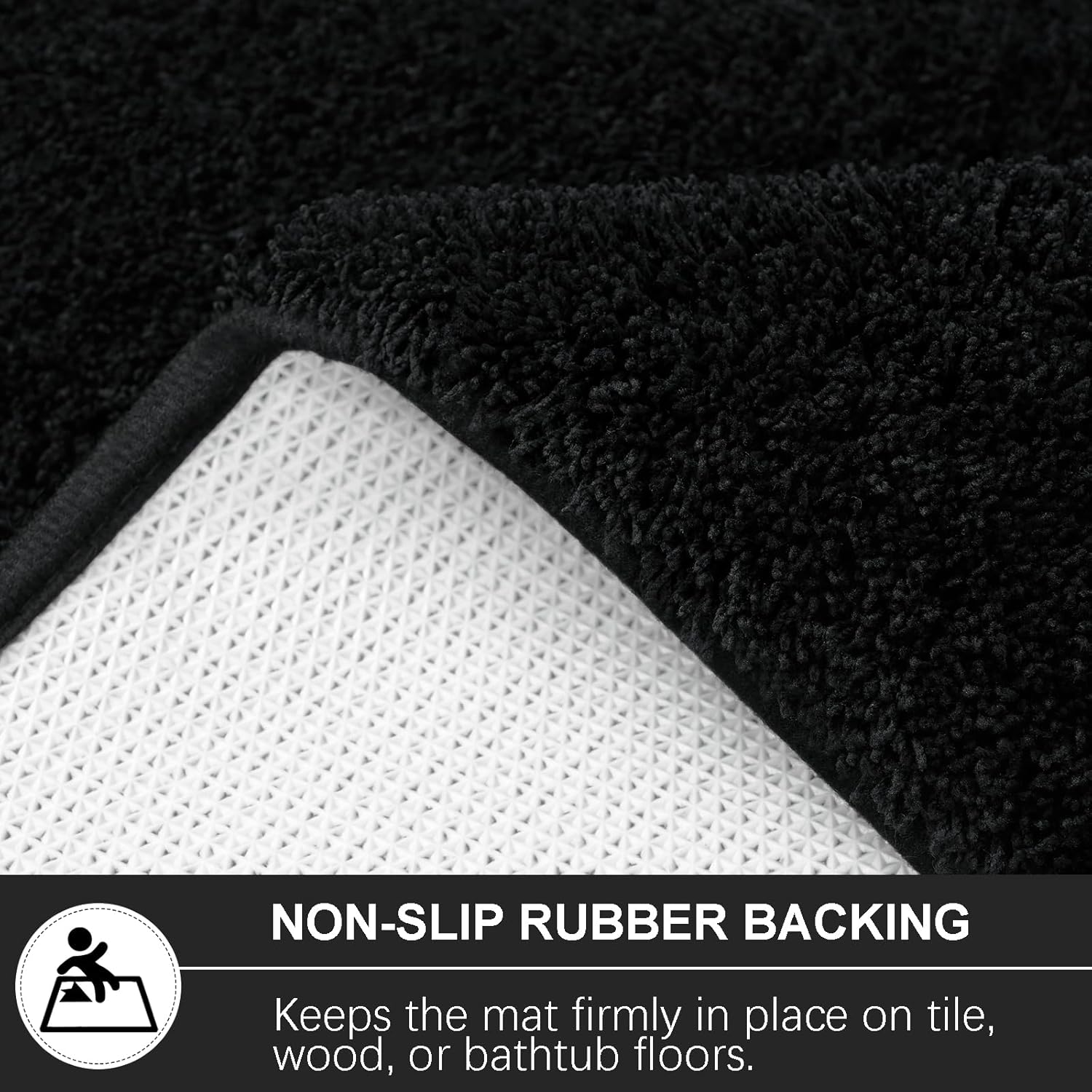 Bathroom Runner Rugs 60x24, Extra Soft and Absorbent Bath Mats, Non-Slip Shaggy Long Bath Rug for Bathroom Floor, Tub and Shower, Machine Washable, Quick Dry, Black - Image 5