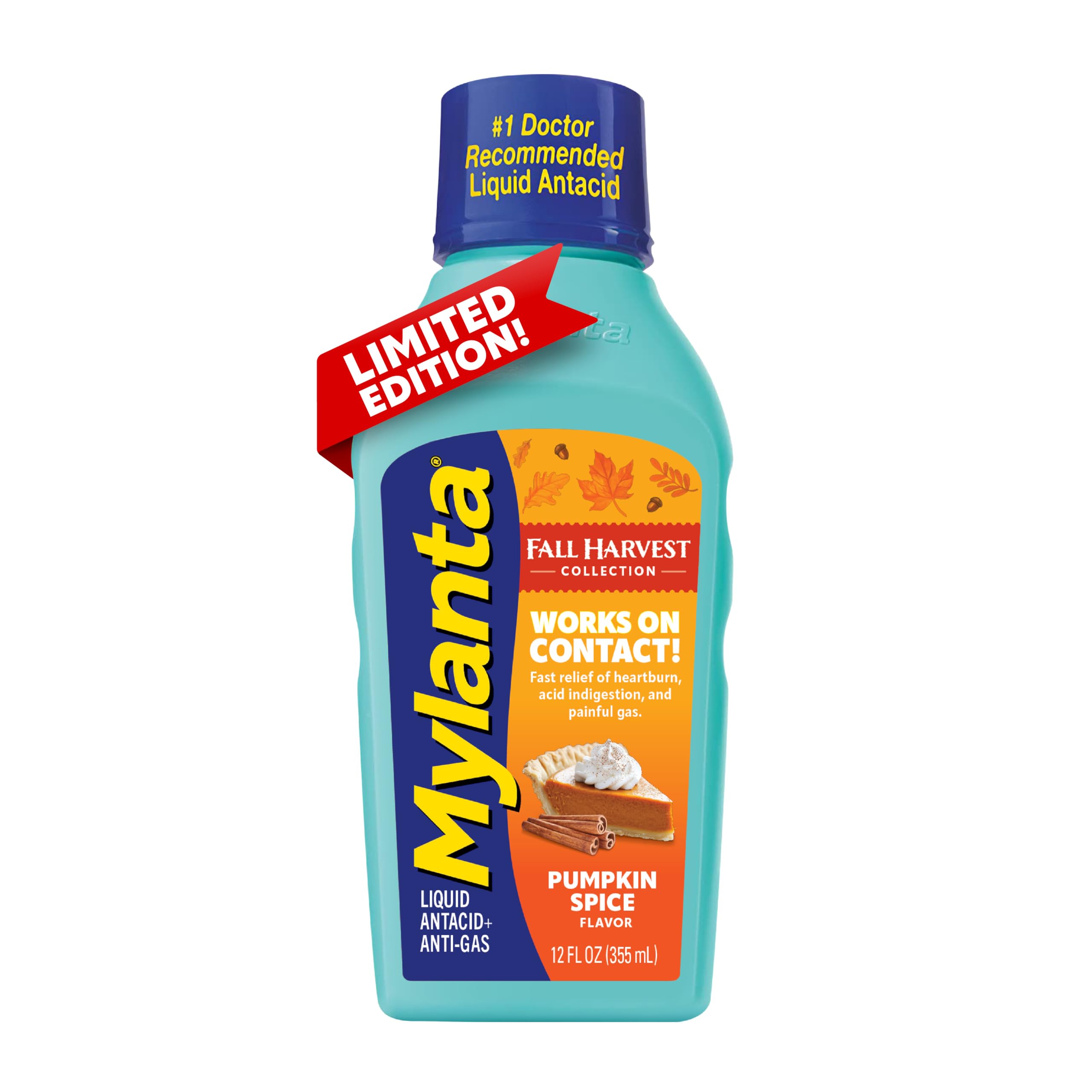 Mylanta Heartburn &amp; Gas Relief Liquid Antacid, Pumpkin Spice, 12 Oz