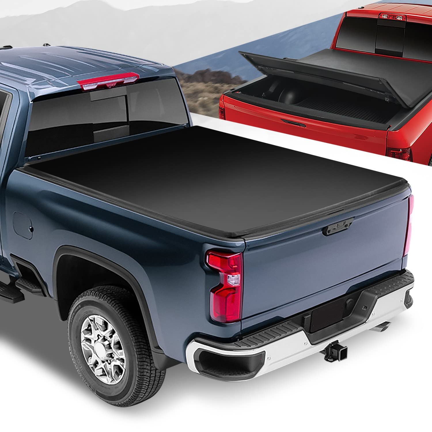 Auto Dynasty Soft Tri-Fold Truck Bed Tonneau Cover Compatible with 2020-2025 Chevy Silverado GMC Sierra 2500HD 3500HD 6Ft-9Inch Fleetside Bed, Matte