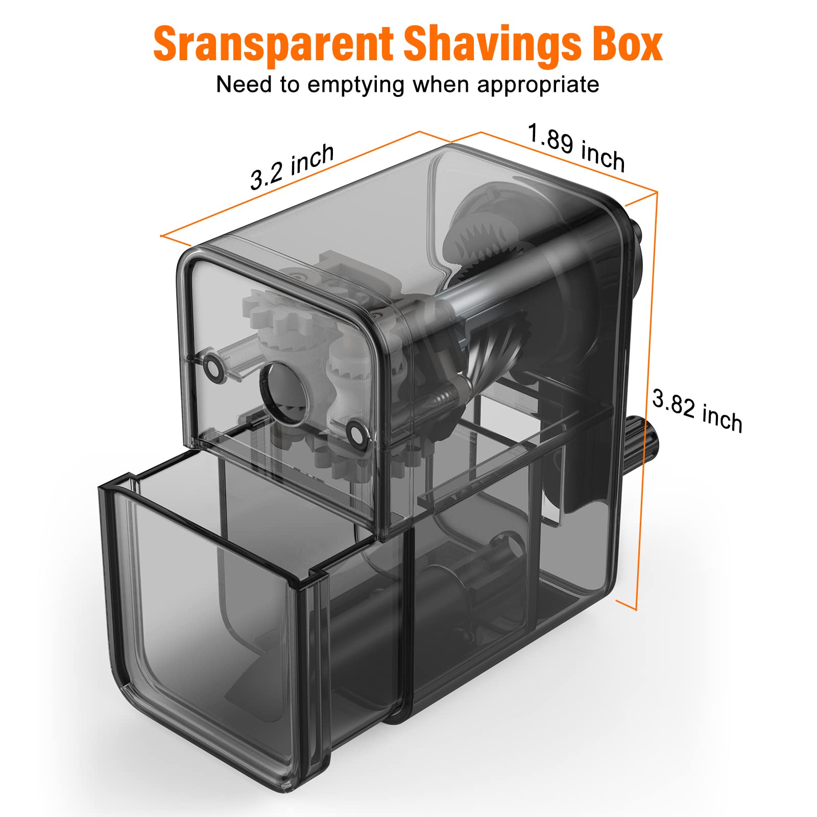 AUXIRACER Pencil Sharpener Black, Manual Pencil Sharpener with Stronger Helical Blade to Fast Sharpen for Kids School - Image 4