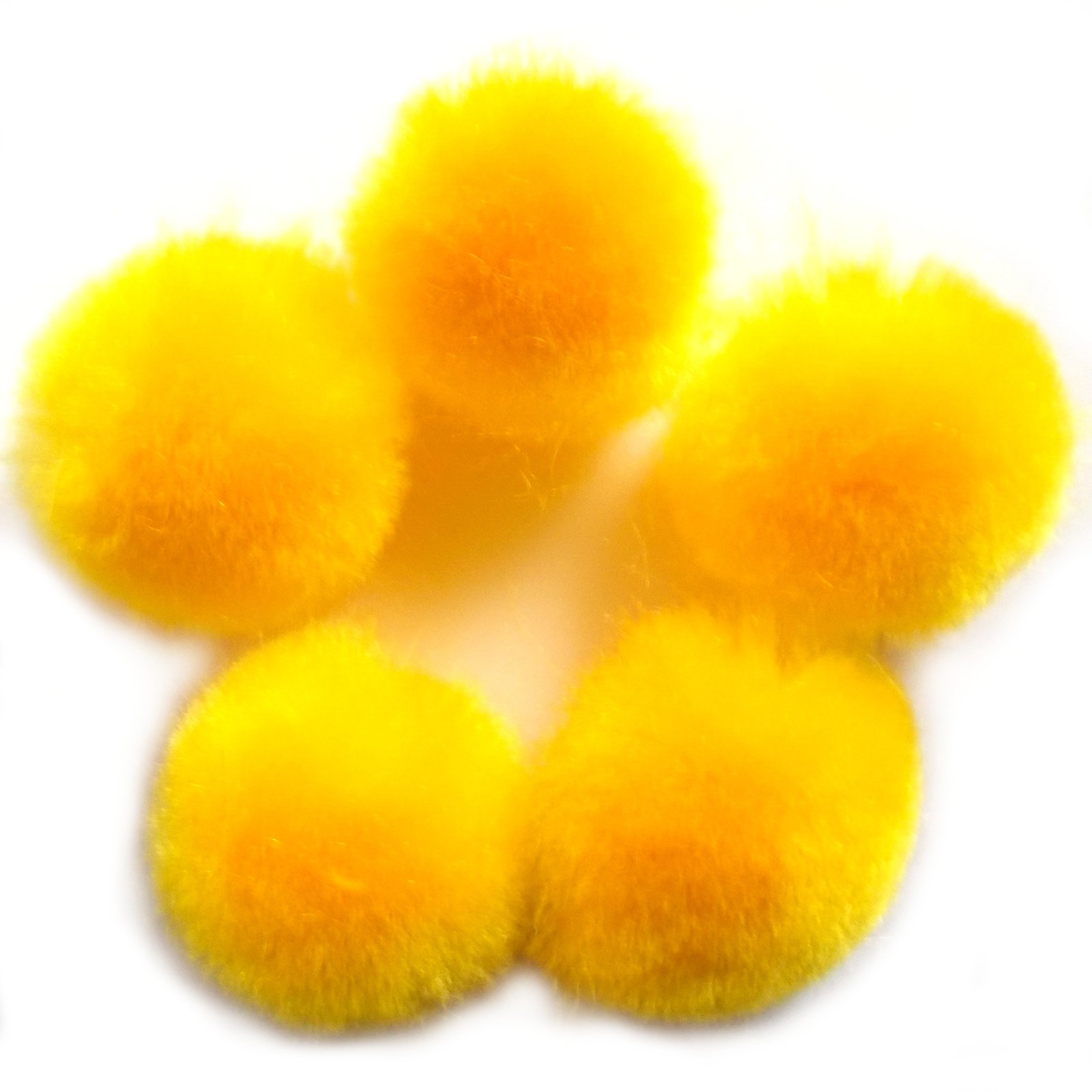 Push The Button Yellow Pom Poms For Crafts 2.5Cm Wide Pack Of 5 (Yellow)