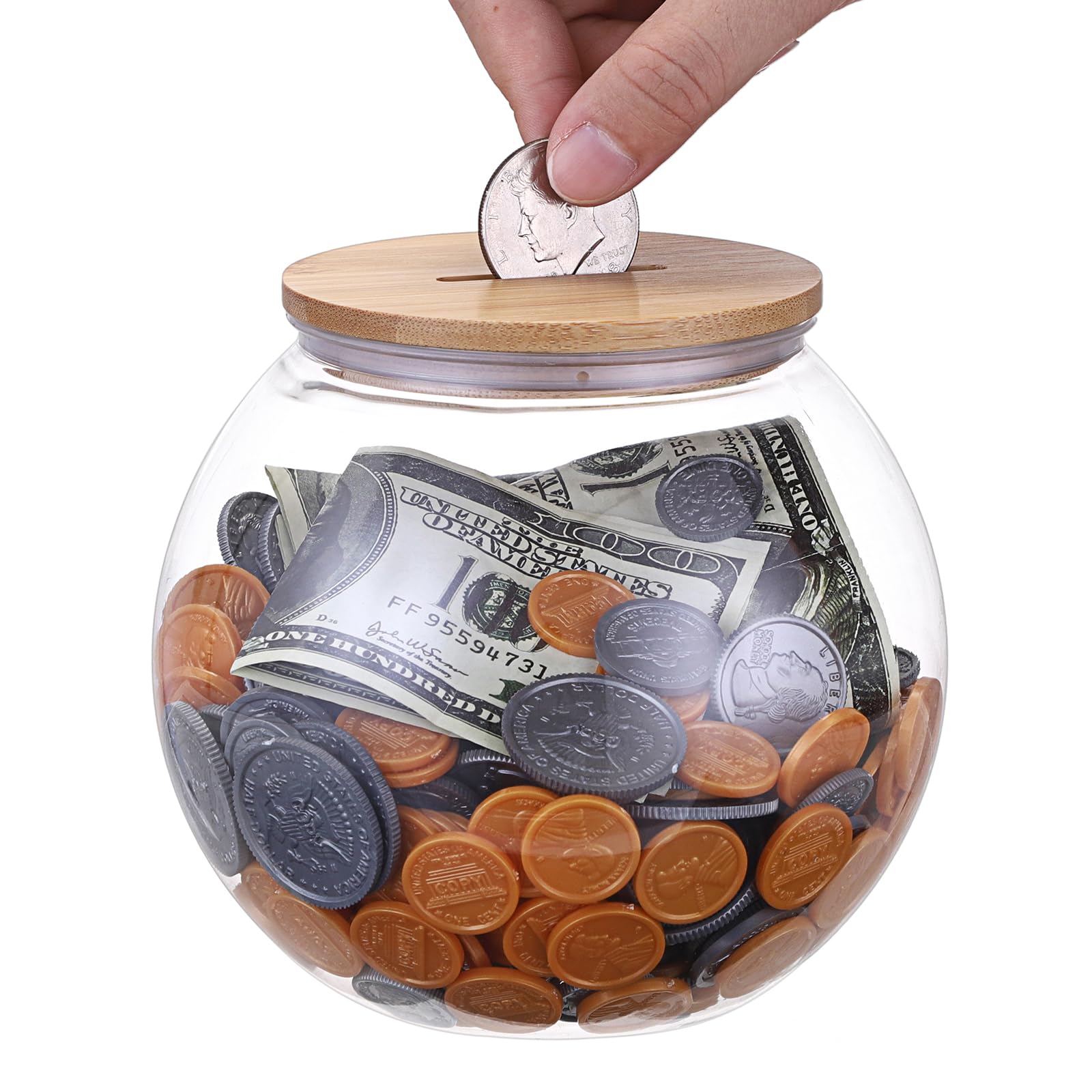 TOLIDA Clear Coin Bank with Slotted Lid, Large Plastic Children Piggy Jar