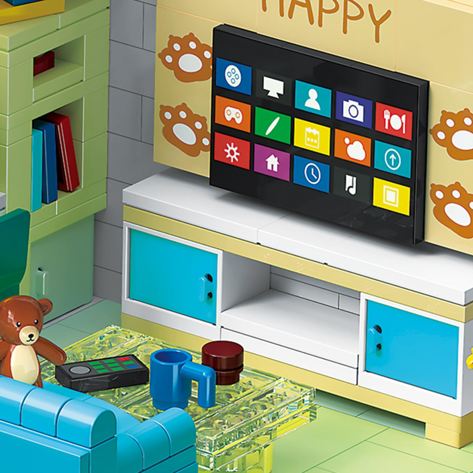 Jouet de Construction, Kit de Mini Modèle de Bloc Maison d'amis, Bloc de Maison Modulaire de Dessin Animé, Jouet Éducatif STEM Cadeau pour Ados Enfants 8+, 1035 Pièces
