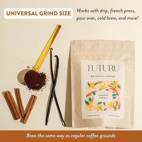 Miniatura 5 de Café molido orgánico de vainilla y canela  Canela real y vainilla  tostado medio, café saborizado  Suave bajo en ácido  perfecto para gotear, verter