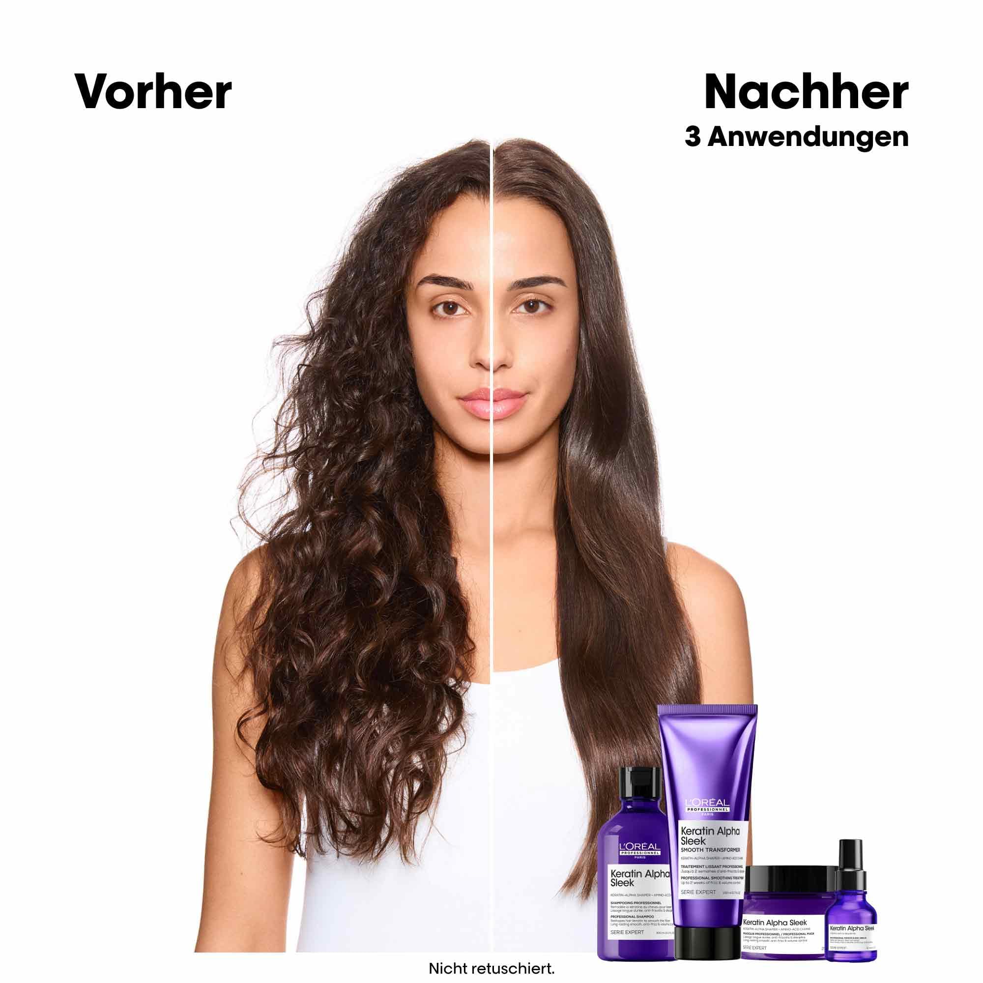 L'Oréal Professionnel Keratin Alpha Sleek Smooth Transformer & Serum Duo – Professionelles Anti-Frizz Haarset für intensive Geschmeidigkeit & Glanz