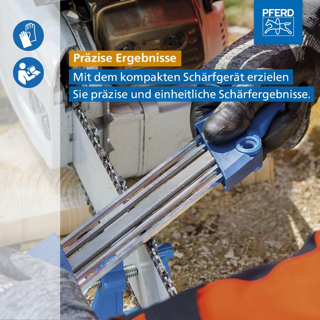 PFERD TOOLS Kettensägeschärfgerät Chain Sharp CS-X, Feilen-ø 4,8 mm, 11098048 - Sägezahn und Tiefenbegrenzer in einem Arbeitsgang bearbeiten