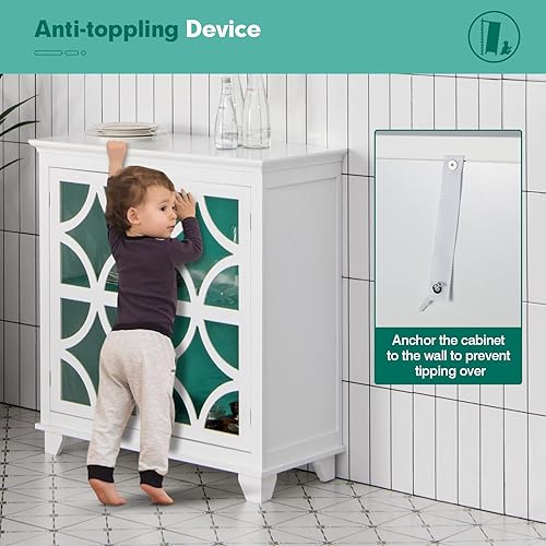 Miniatura 7 de LOKO Armario de buffet, aparador de cocina con puertas y patrones decorativos, armario versátil de almacenamiento de piso con estante ajustable para